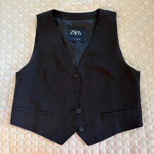 ZARA Black Structured Button-Up Vest